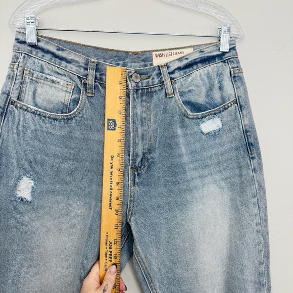 Wish List Gray Blue Mid Rise Straight Leg Distressed Jeans Women’s Size L - Picture 3 of 8